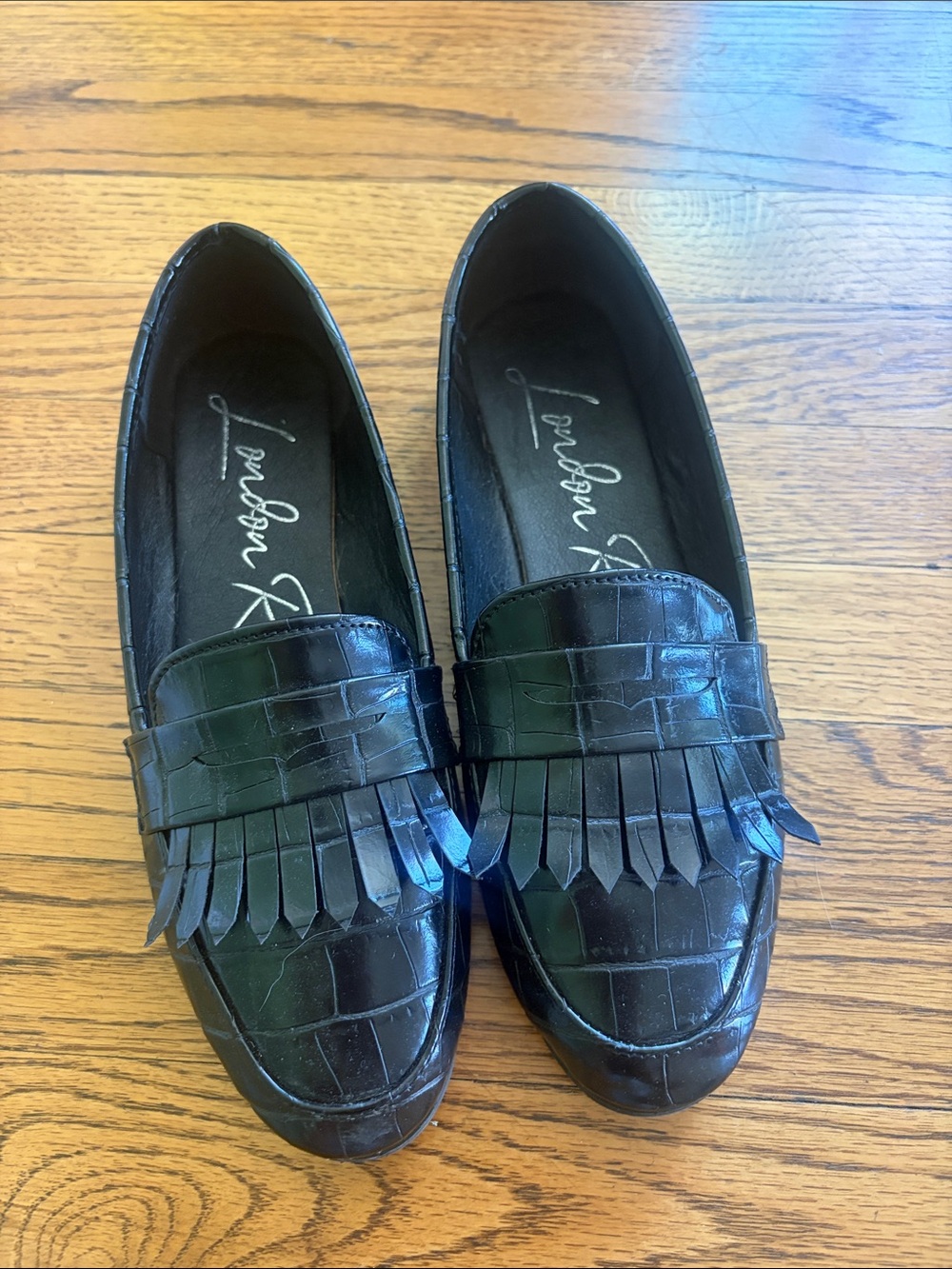 London Rag Black Croc-Embossed Loafers
